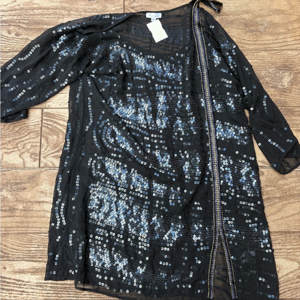 Foley + Corinna Black Sequin Blouse